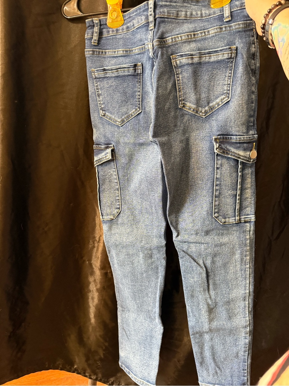 Women’s Blue Cargo Denim Jeans - Classic Pocket Design